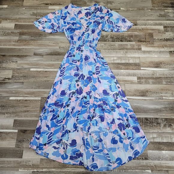 Anthropologie Abel The Label High-low Maxi Dress Tropical Violet Size Small - Picture 2 of 11